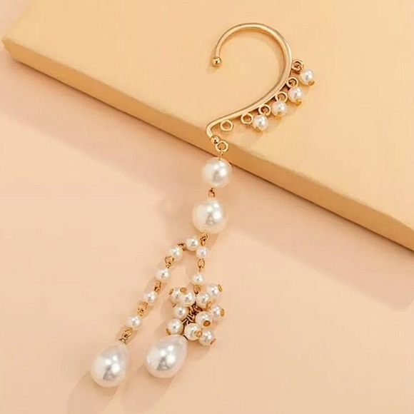 🔵𝟲𝟱%𝗢𝗙𝗙 𝗯𝘂𝗻𝗱𝗹𝗲𝘀 𝟯+🔵 NEW Long Pearl Tassel Cuff Earring - Picture 5 of 10